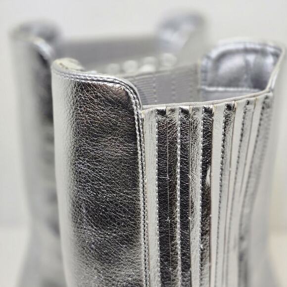 Chinese Laundry Metallic Silver Block Heel Western Boots Festival Disco Glam 10 - Picture 4 of 15